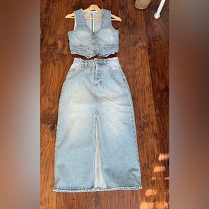 ROLLA'S Dallas Light Blue Denim Skirt Set with vest